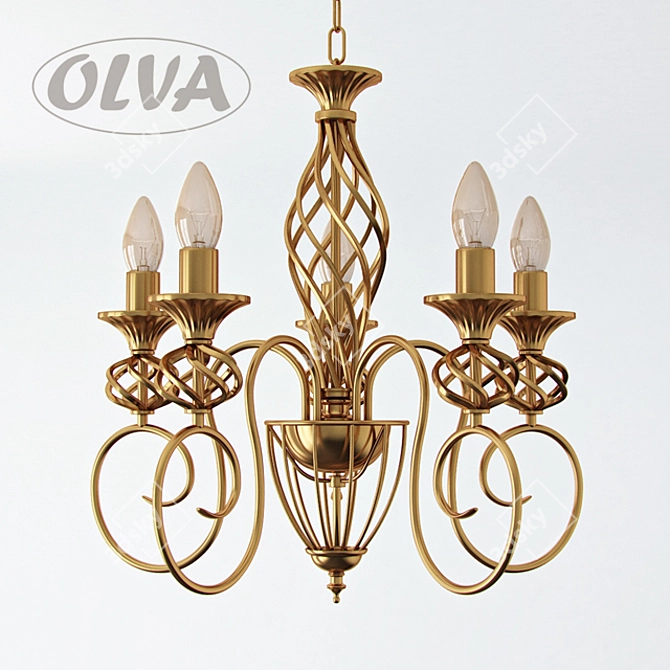 Elegant Ivory and Antique Bronze Chandelier 3D model image 1