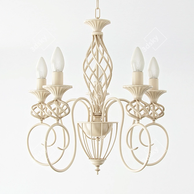 Elegant Ivory and Antique Bronze Chandelier 3D model image 2