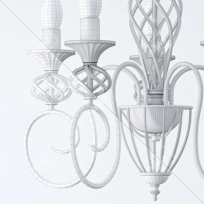 Elegant Ivory and Antique Bronze Chandelier 3D model image 3