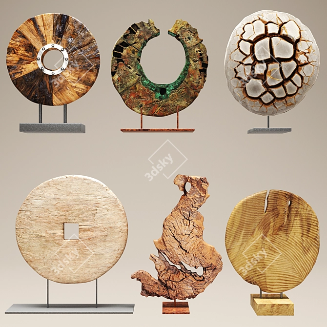 Set of 7 Decorative Figurines 3D model image 2