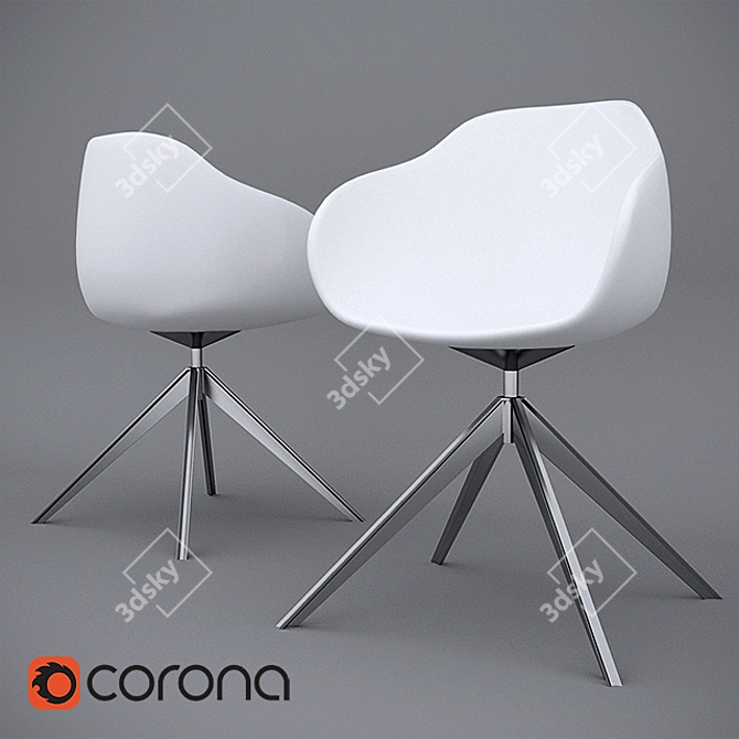 EcoPlast Chair: Metal Legs, Bioplastic Design 3D model image 1