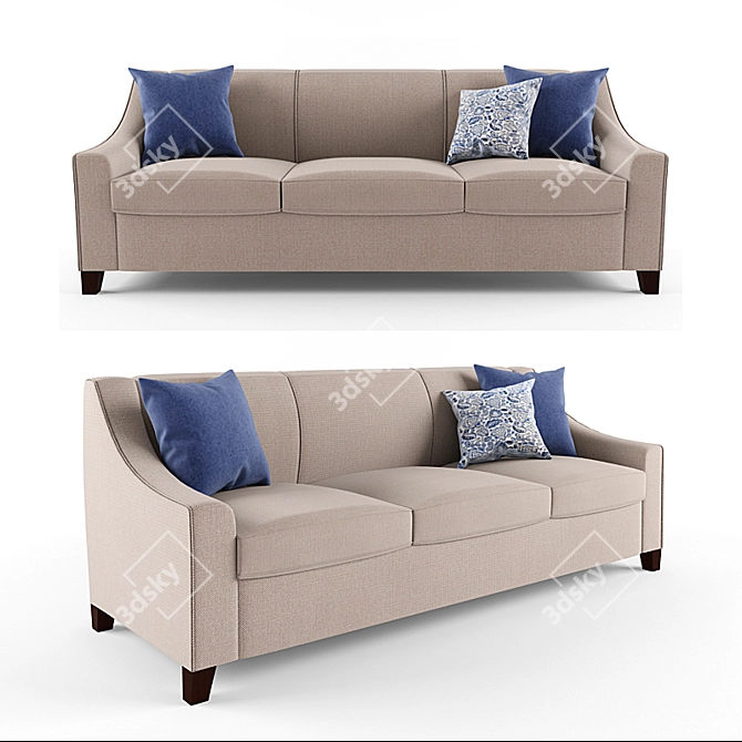 Bassett Lauren Sofa: 3-Seater, USA-Made 3D model image 1