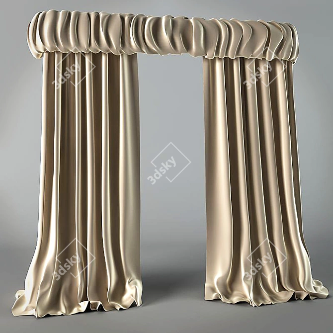 Elegant Drapery Window Treatments 3D model image 1