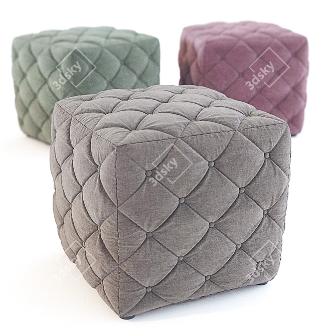 Contemporary Square Pouf 3D model image 1