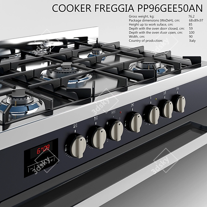 FREGGIA Gas Stove: Powerful, Precise 3D model image 2