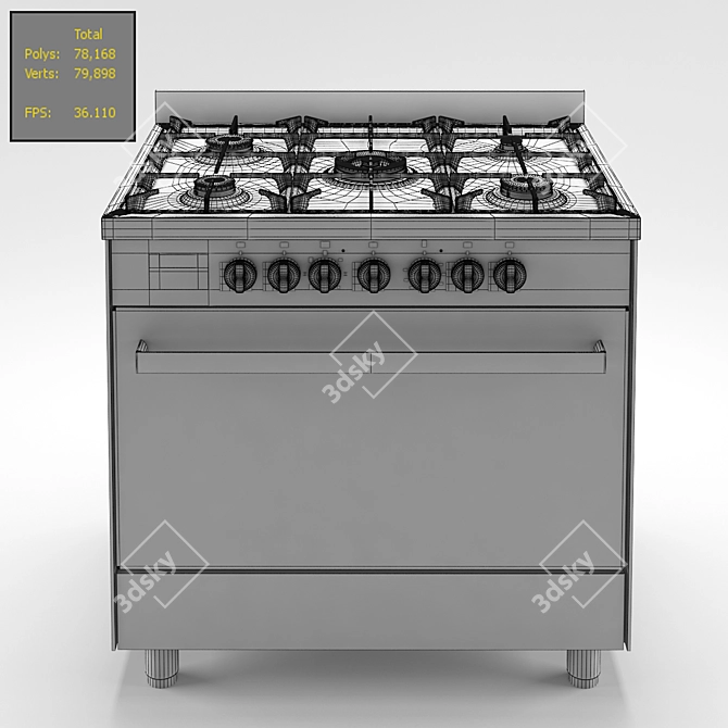 FREGGIA Gas Stove: Powerful, Precise 3D model image 3