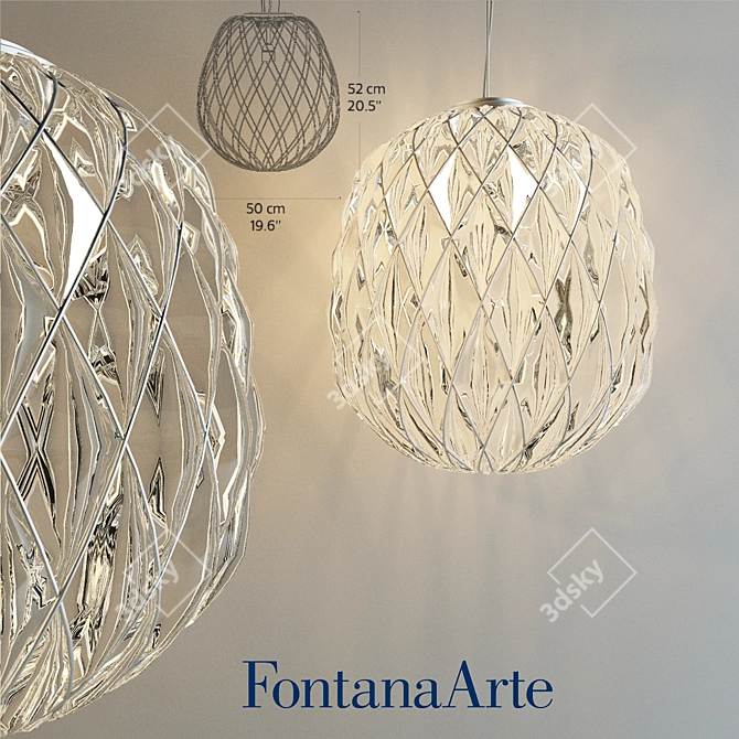 Elegant Pinecone Suspension by FontanaArte 3D model image 1