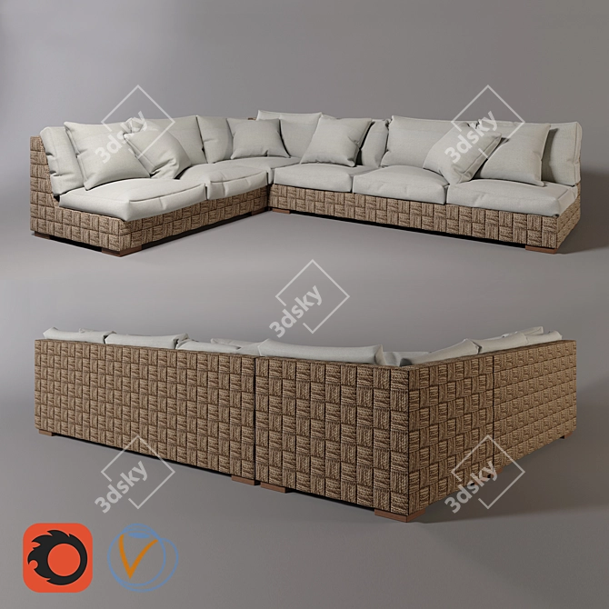 Black Palm Sofa: Space-saving and Stylish 3D model image 1