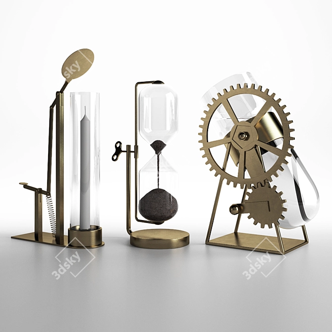 Brass Mechanism Duo: Timeless Design 3D model image 1