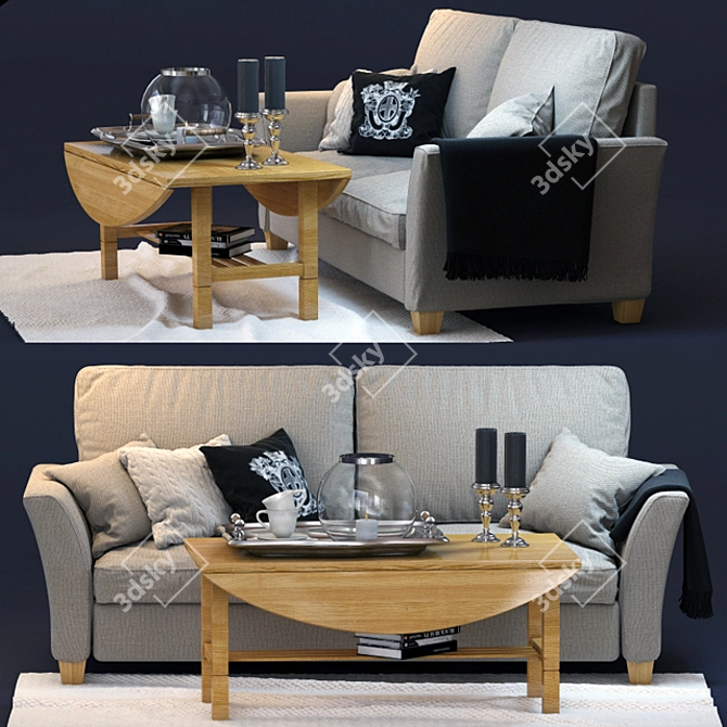 Valencia Sofa and Olympia Table Set 3D model image 1