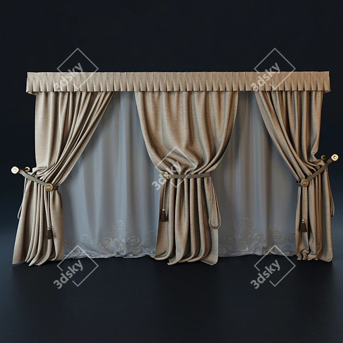 Elegant Drapery for Stunning Interiors 3D model image 1