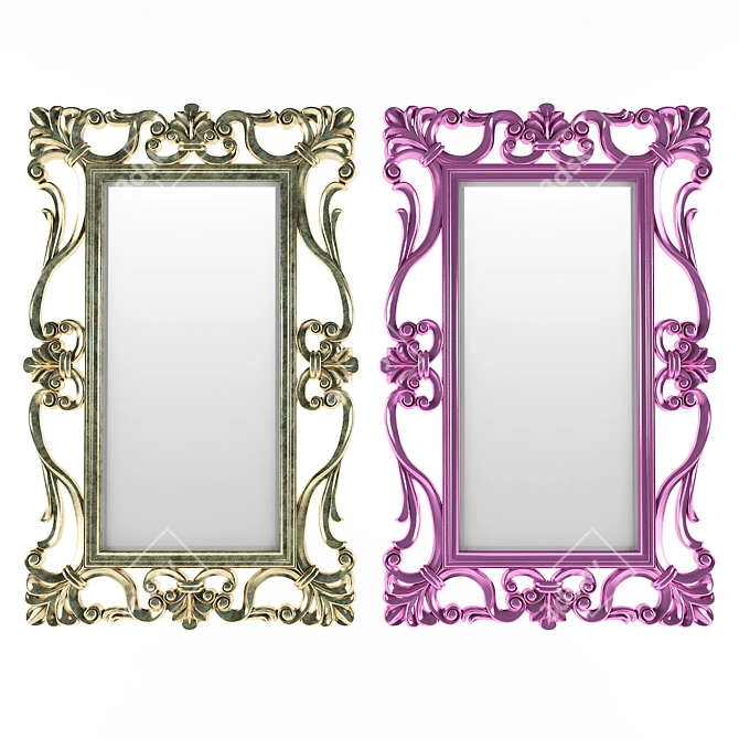 Elegant Ornament Mirror: Tuscan Brown & Hot Pink 3D model image 1