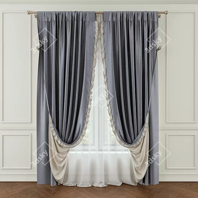 Elegant Lace-Trimmed Blind 3D model image 1