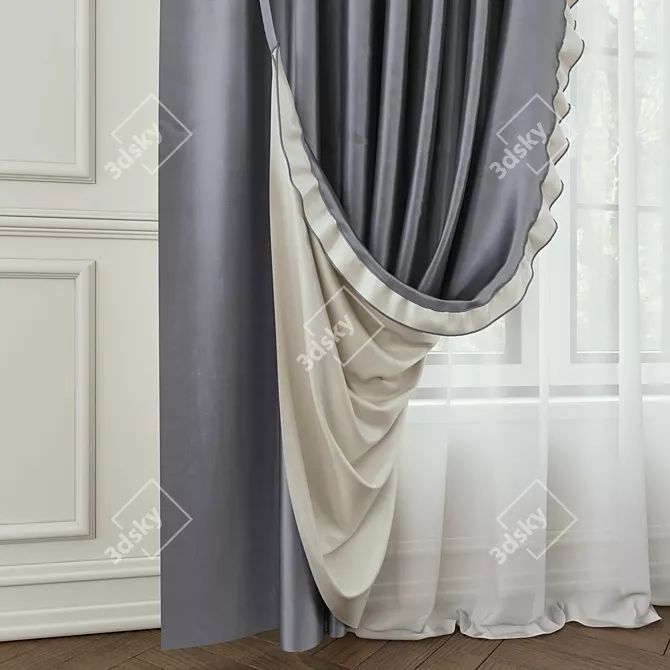 Elegant Lace-Trimmed Blind 3D model image 2