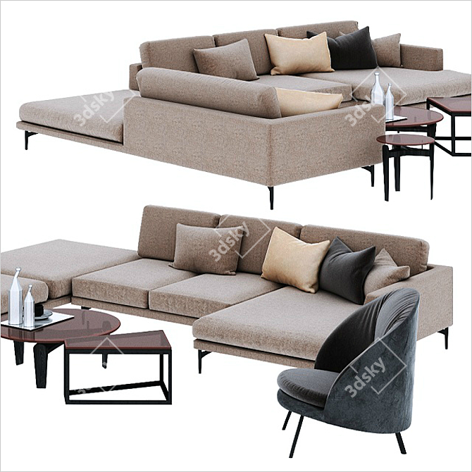 Luxury Hollywood Sofa Set 3D model image 3