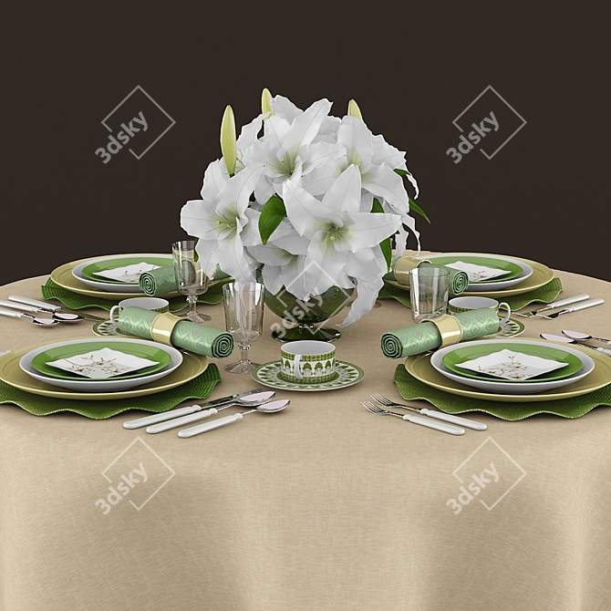 Elegant Dining Essentials 3D model image 2