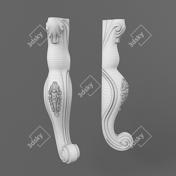 Carved Furniture Leg 3D model image 2