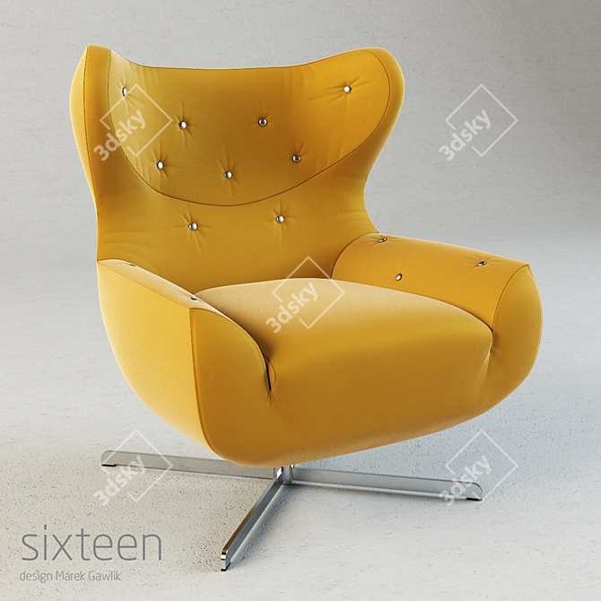 Retro-Chic Armchair: Sixteen 3D model image 1