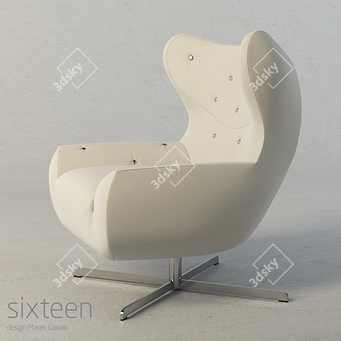 Retro-Chic Armchair: Sixteen 3D model image 2