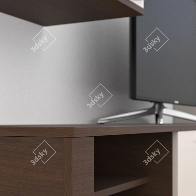 Zegen Ternie: Modular TV System in Glossy Chocolate Wood Finish 3D model image 2