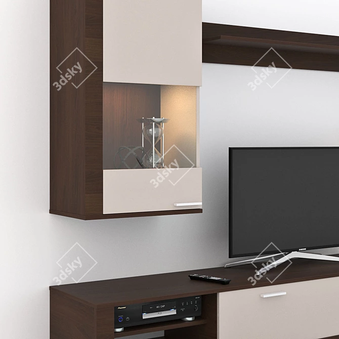 Zegen Ternie: Modular TV System in Glossy Chocolate Wood Finish 3D model image 3