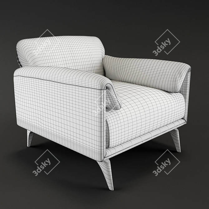 Sleek Leather Armchair Bora 3D model image 2
