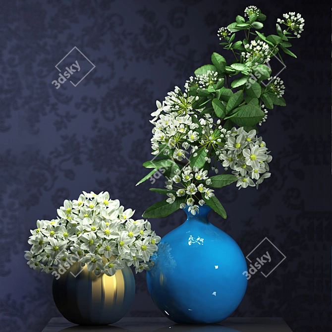 Elegant Bloom Vase Set 3D model image 1