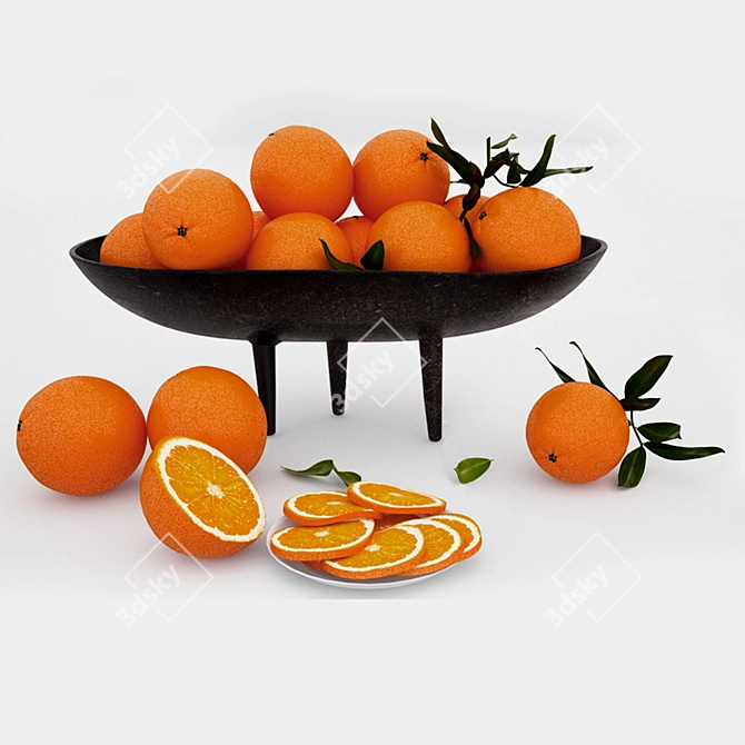 Elegant Citrus Display: Oranges in Vase 3D model image 1