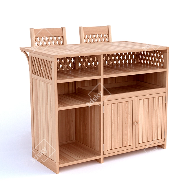 Trellis Teak Bar Set 3D model image 2