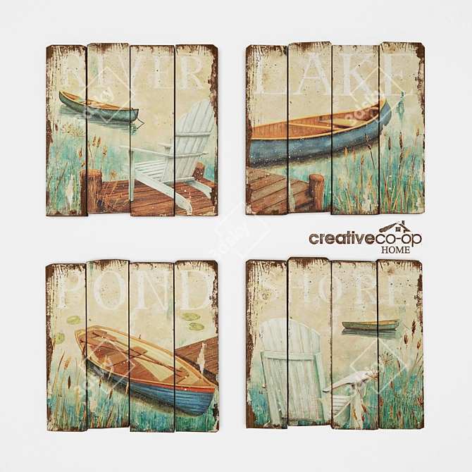 Wooden Panel Set - 4 Designs 3D model image 2