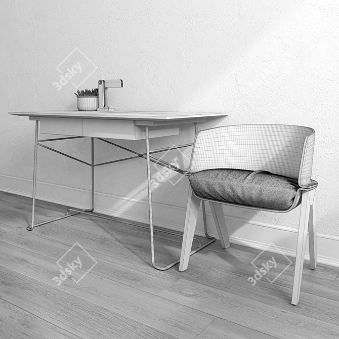 Brera Secretaire & Lucia Chair Set 3D model image 2