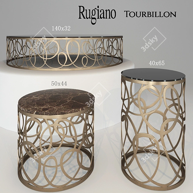 Elegant Rugiano Tourbillon Tables 3D model image 2