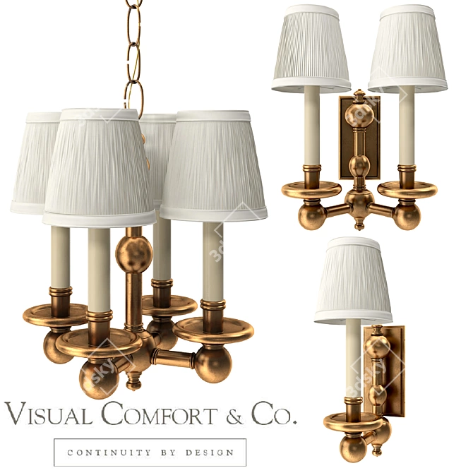 Elegant Brass Pimlico Lighting Set 3D model image 1