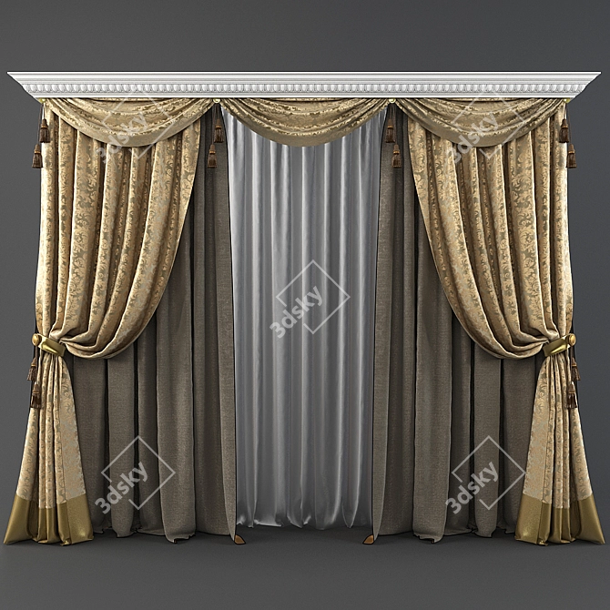 Classic Style Curtains 3D model image 1