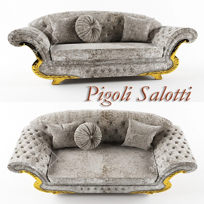 Title: Luxurious Velvet Sofa - Pigoli Salotti Diletta 3D model image 1