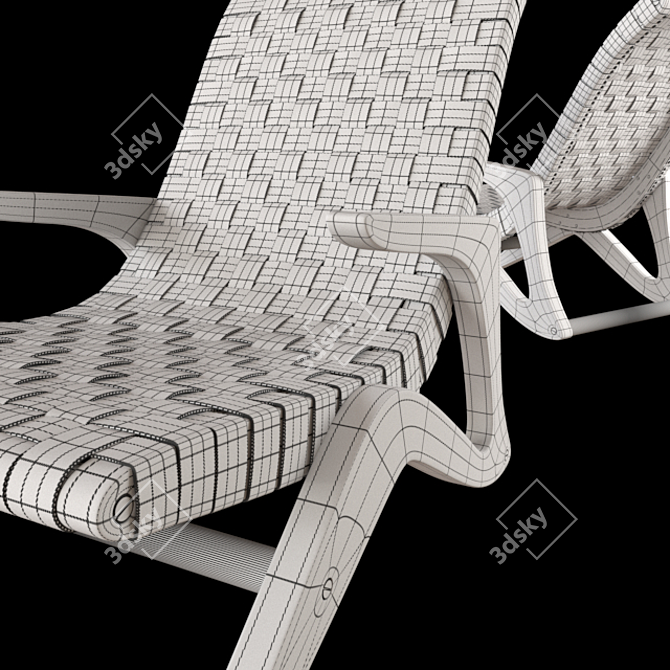 Midcentury Jose Zanine Chaise: Plywood & Leather 3D model image 3