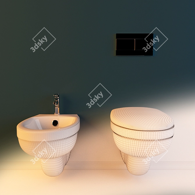 Jacob Delafon Patio Toilet and Bidet Set 3D model image 3