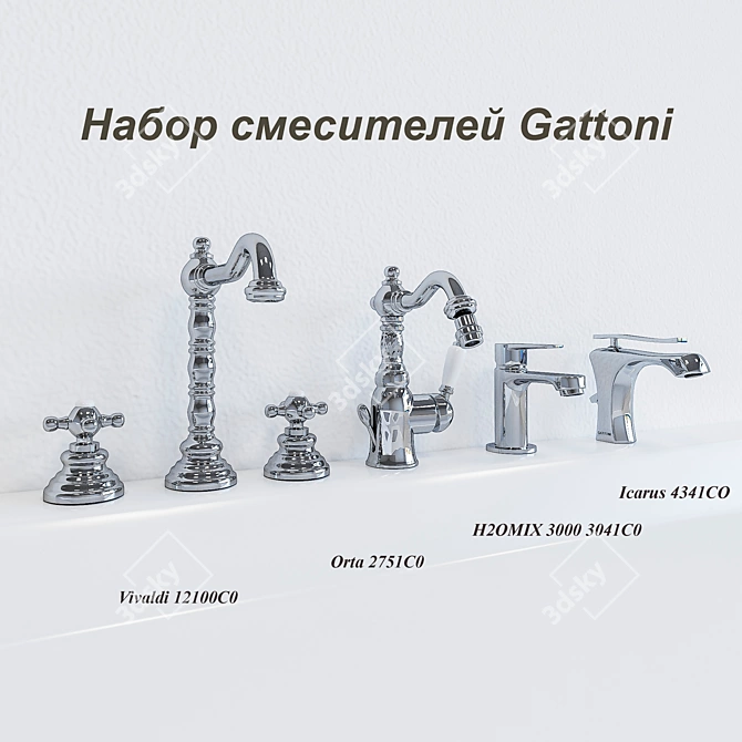 Gattoni Mixer Set: Modern Classic Collection 3D model image 1