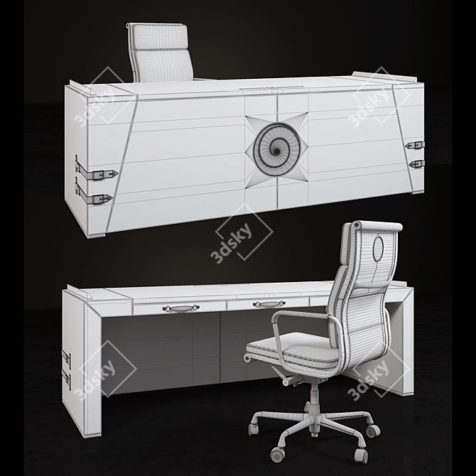 Sleek Desk and Chair Set 3D model image 3