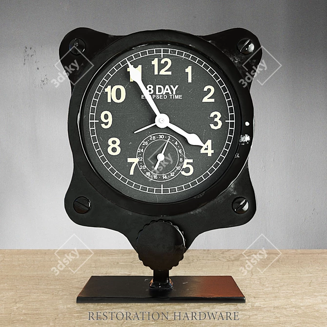 Vintage WWII 8-Day Clock 3D model image 1