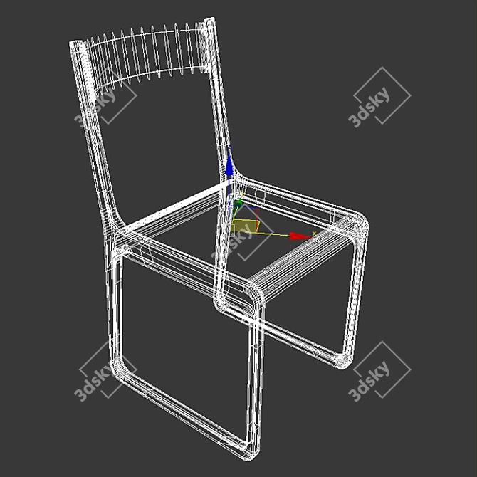 Rustic Wooden Chair 3D model image 2