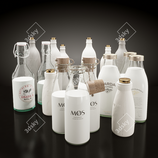 Milk Bottle Collection: Hair&Fur & Vray 3D model image 1