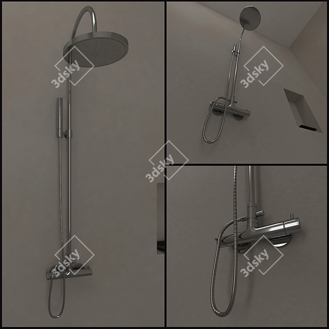 AquaFlow Rainfall Shower: Ultimate Showering Experience 3D model image 1