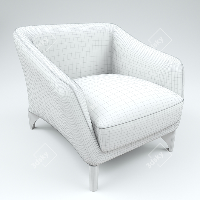 Elegant Trento Club Chair: Crafted in Vietnam 3D model image 2