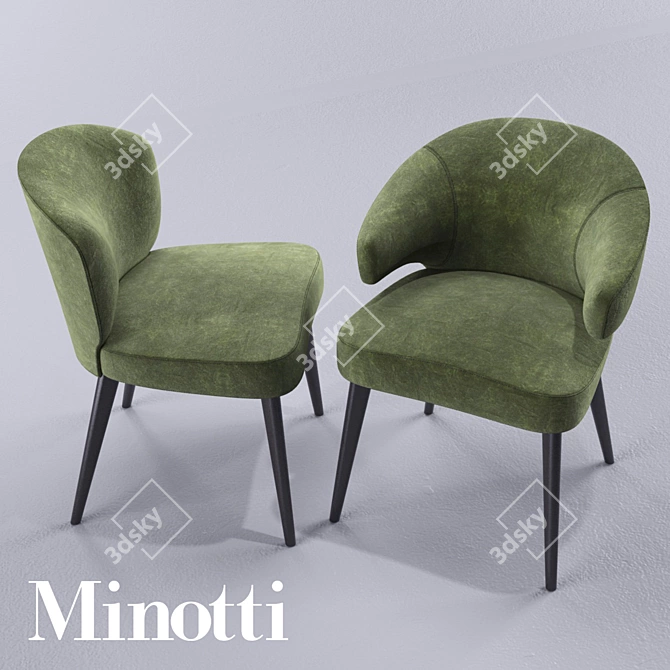 Modern Minotti Aston Dining Chairs - Poltroncina 3D model image 2