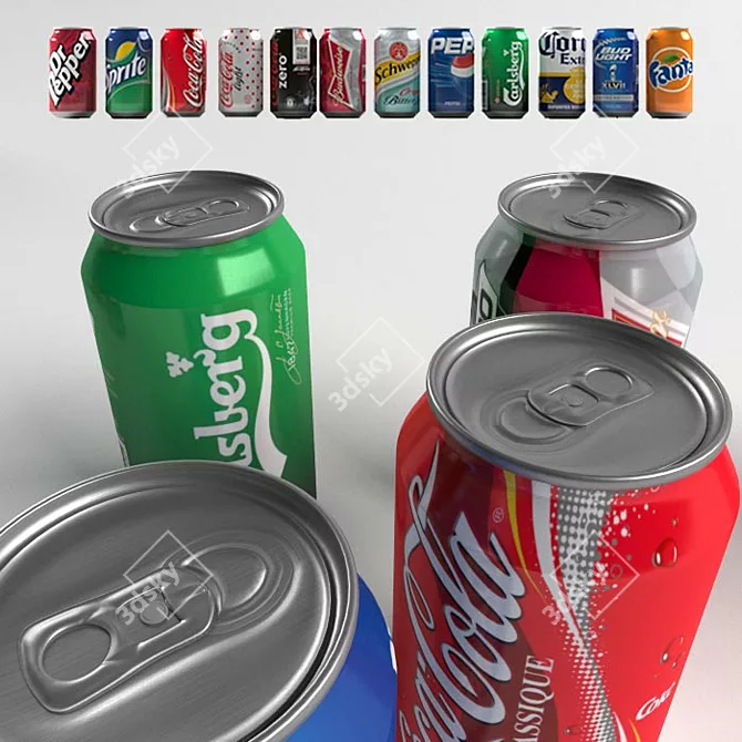 12 Pack Aluminum Cans 3D model image 2