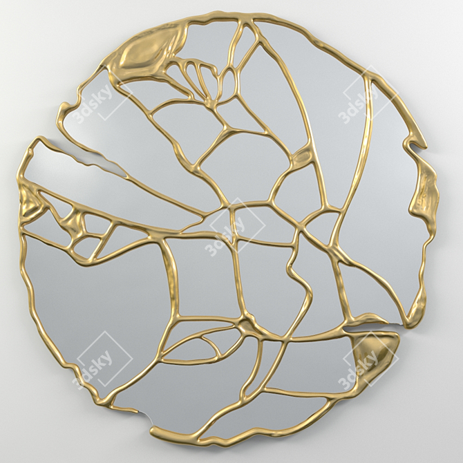 Elegant Brass Glance Mirror 3D model image 1