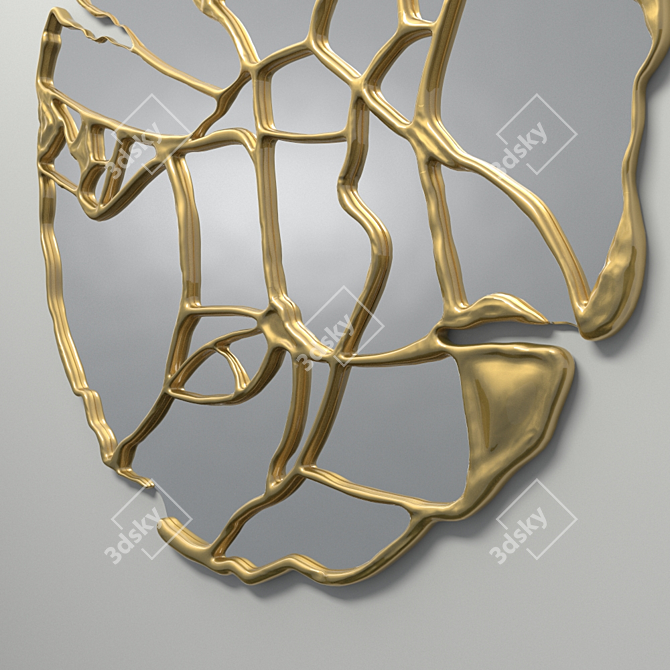 Elegant Brass Glance Mirror 3D model image 2