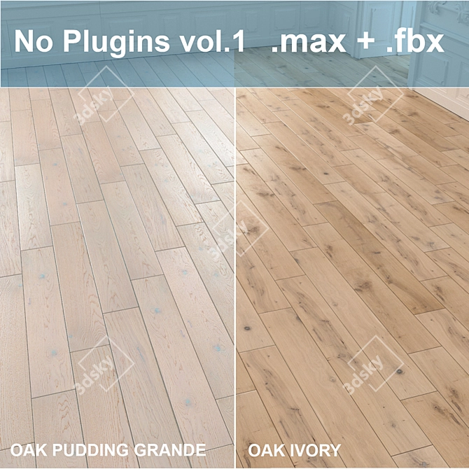 Natural Oak Wood Flooring 3D model image 1