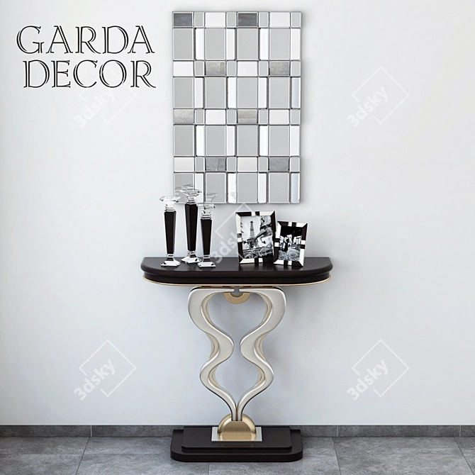 Elegant Garda Decor Console with Mirror and Crystal Accents 3D model image 1